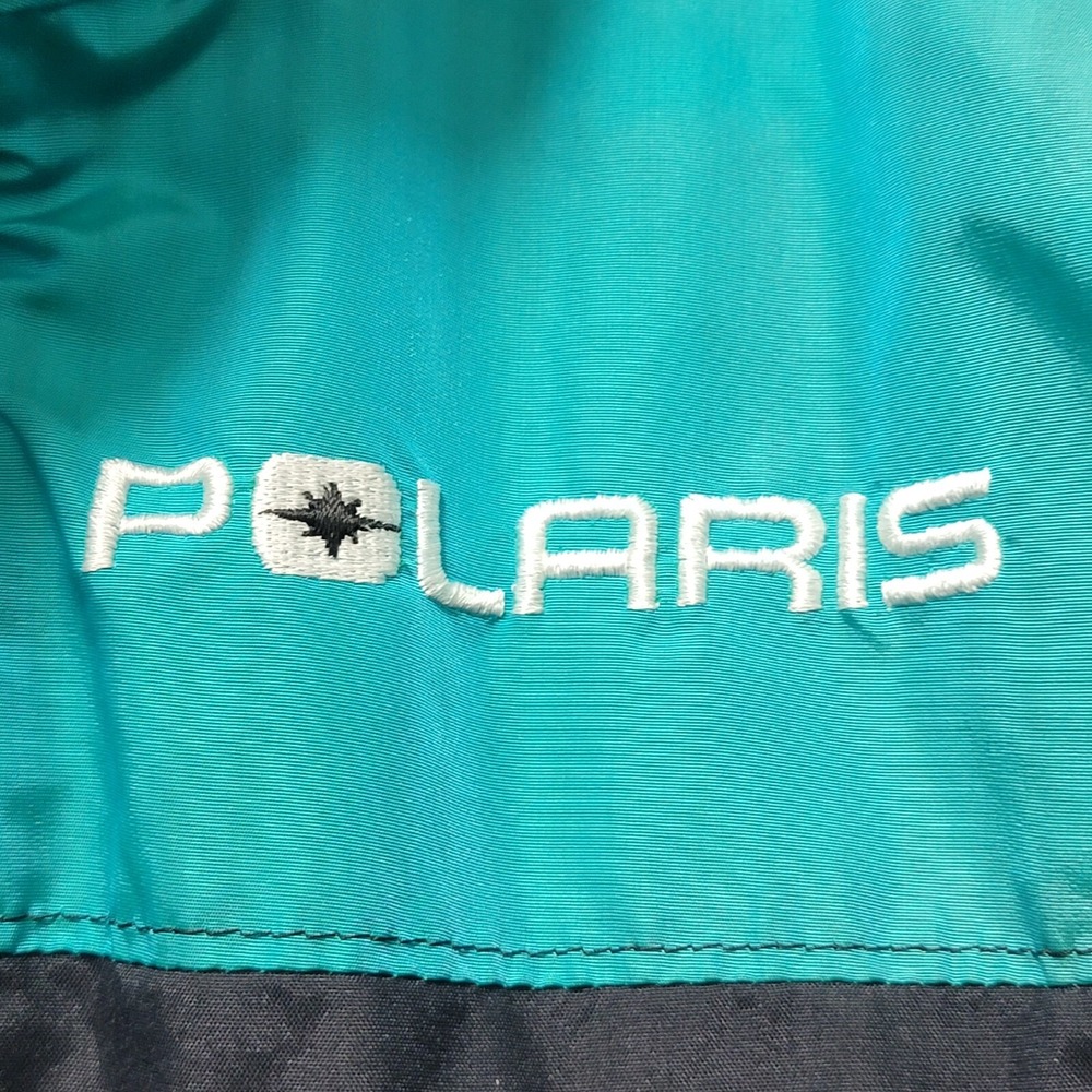 VTG 80s Polaris Insulated Teal Blue Nylon Snowmobile Jacket USA Men's XL READ - Picture 11 of 15